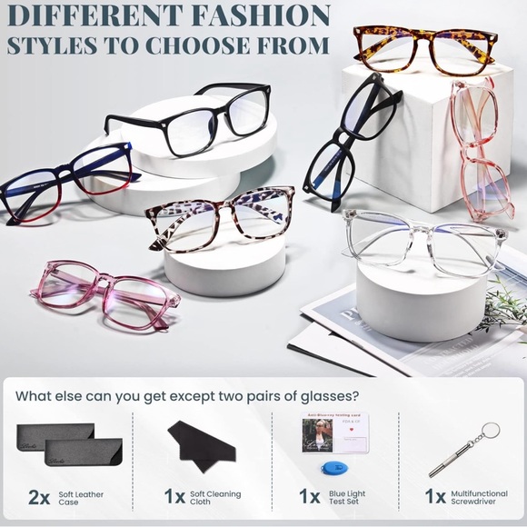 New!Blue Light Blocking Anti Eyestrain & UV Glare Glasses (Matte Black+Tortoise) - Picture 5 of 5